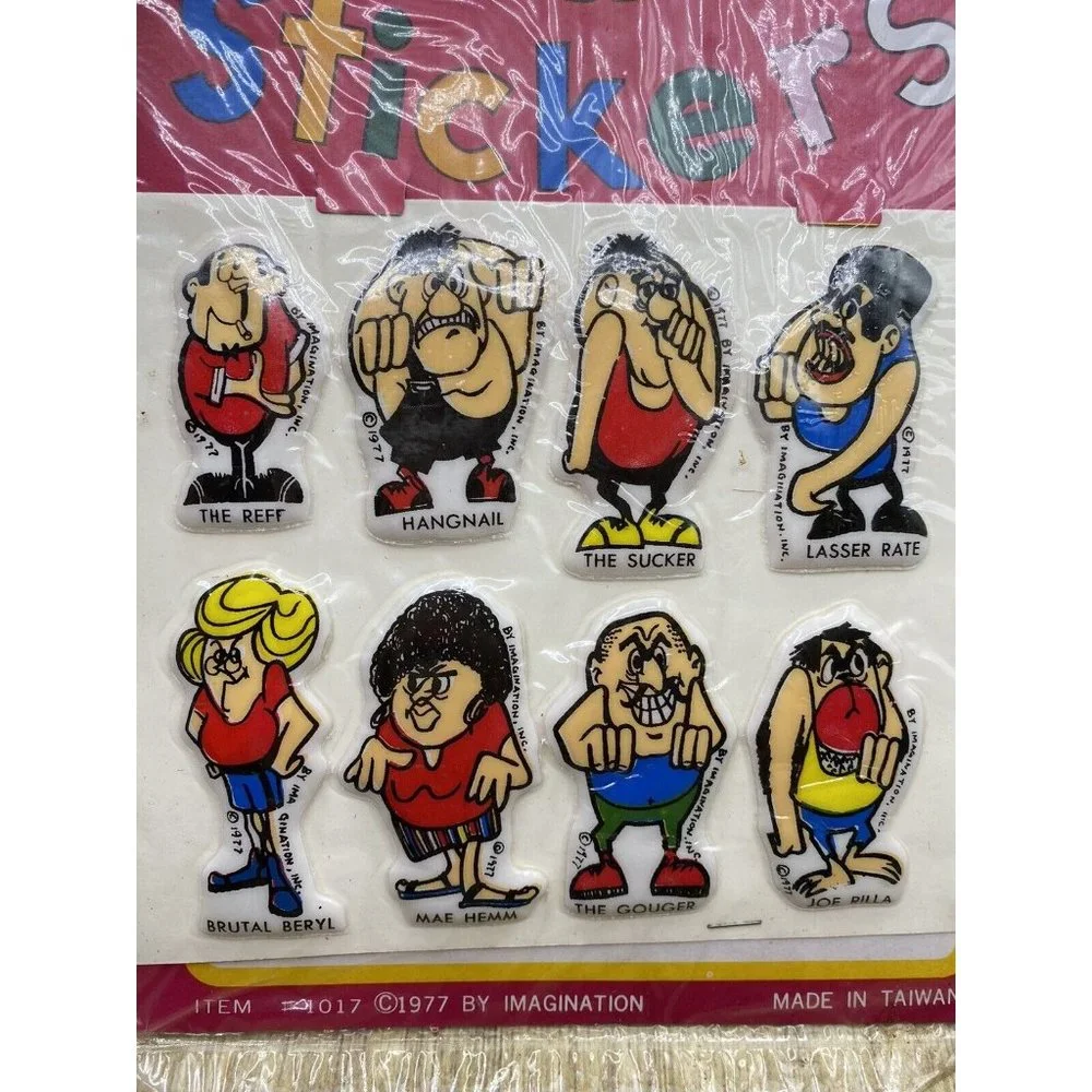THUM WRASSLIN WRESTLING WRESTLERS 1977 THREE DIMENSIONAL SOFT PUFFY STICKERS